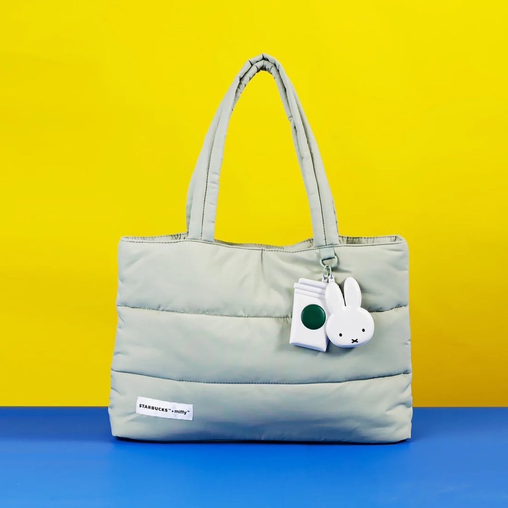 NWT Starbucks + Miffy Puffer Tote Bag in Sage Green Singapore/HK Exclusi…